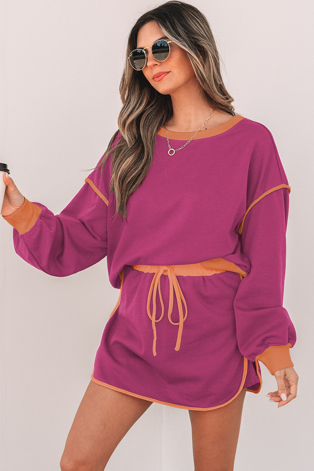 Evergreen Pullover & Lace-Up Skort Set