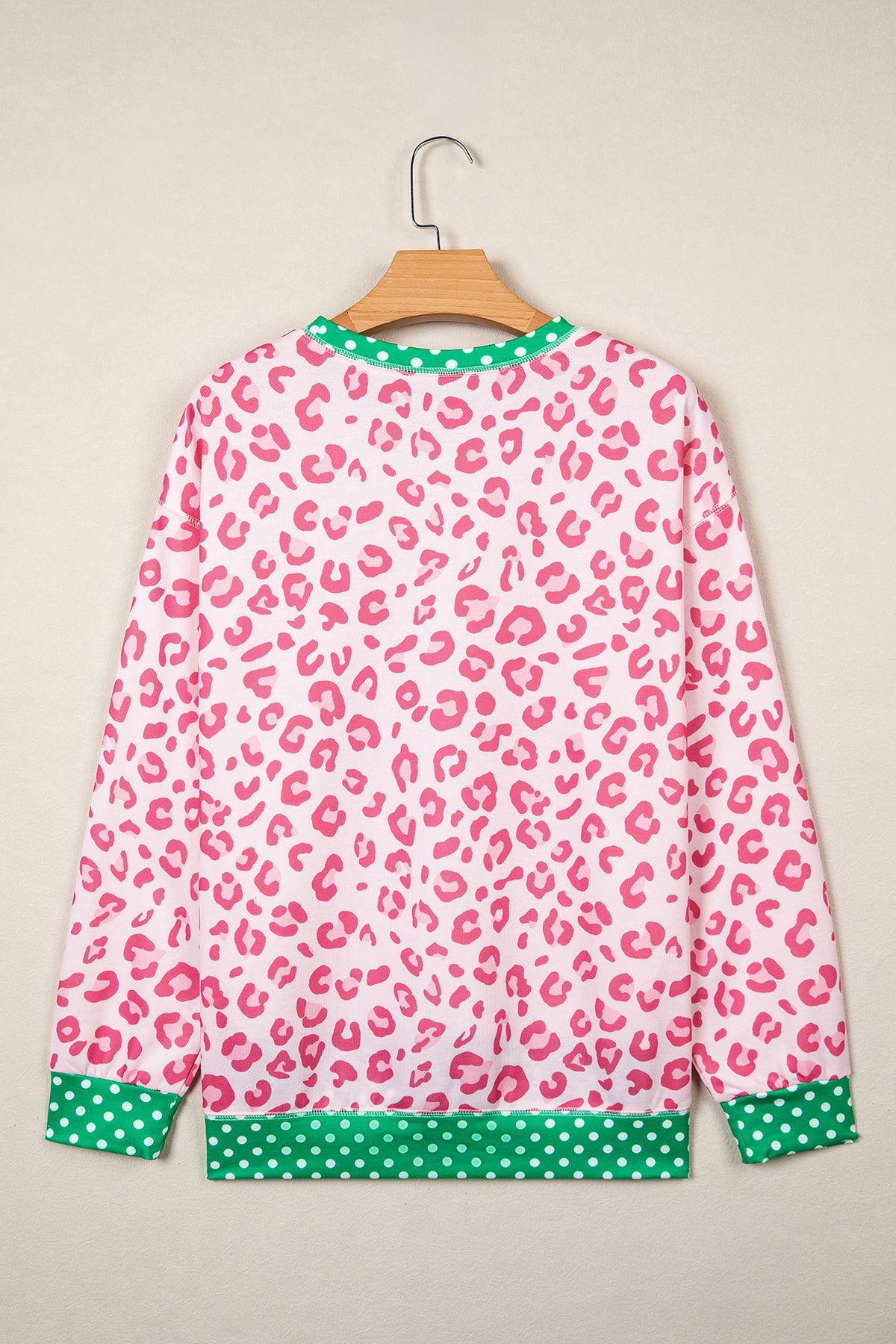 Pink Leopard Polka Dot Long-Sleeve Top