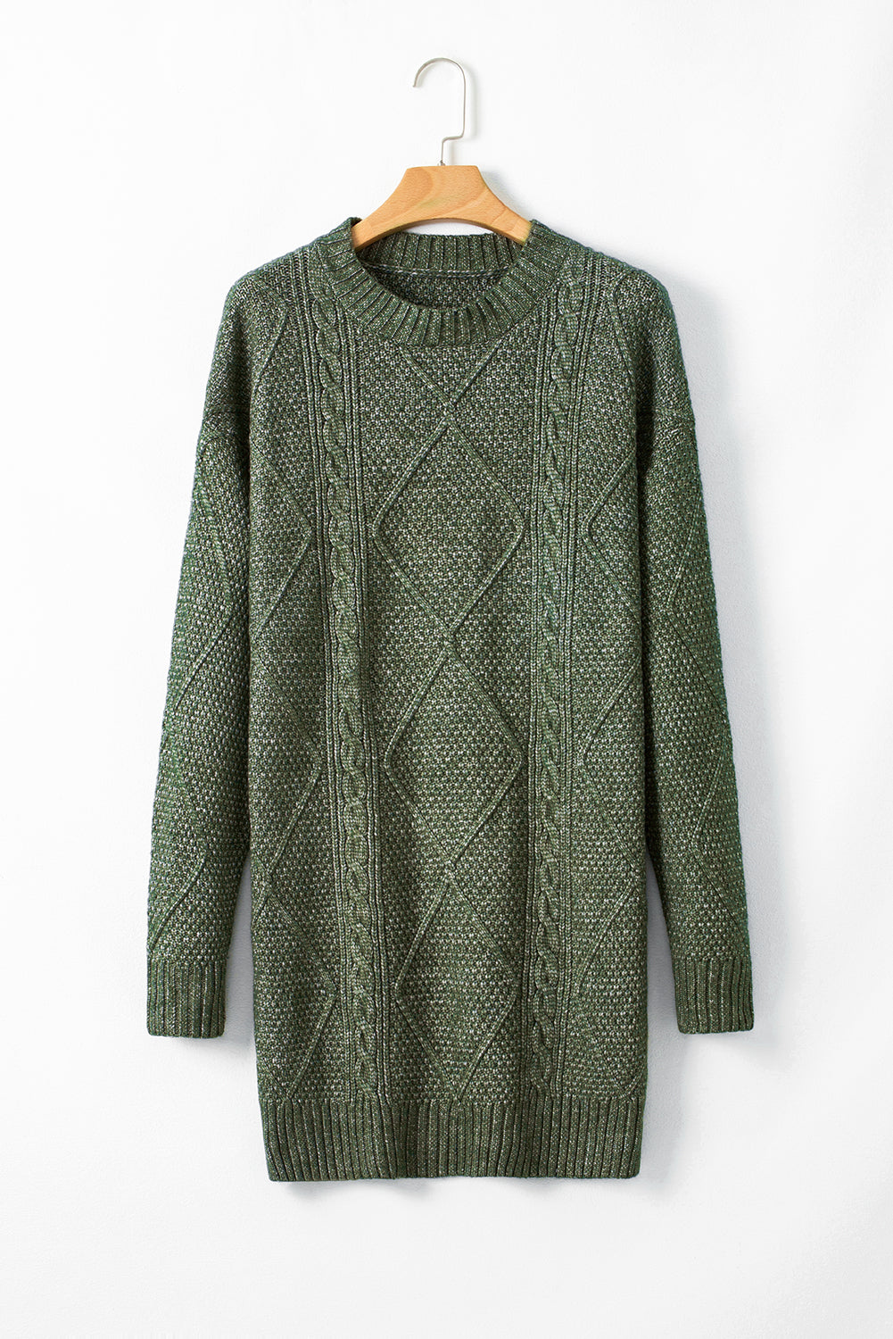 Black Cable-Knit Relaxed Sweater Dress