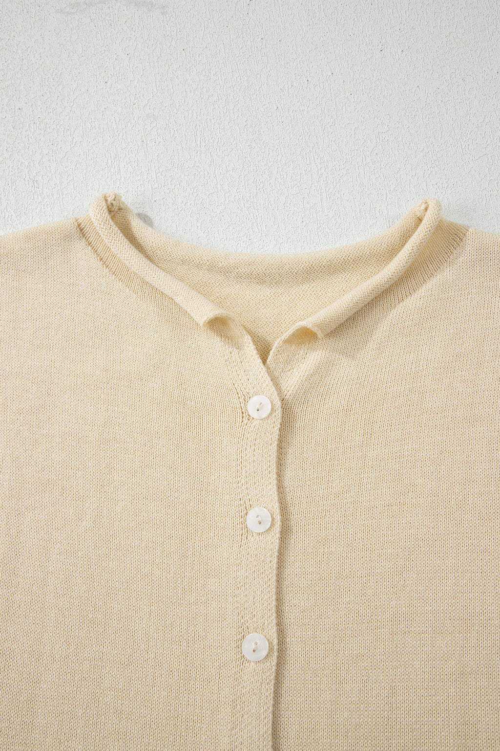 Apricot Button-Front Cap-Sleeve Knit Top