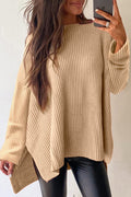 Apricot Cable-Knit Drop-Shoulder Sweater from ARVELA