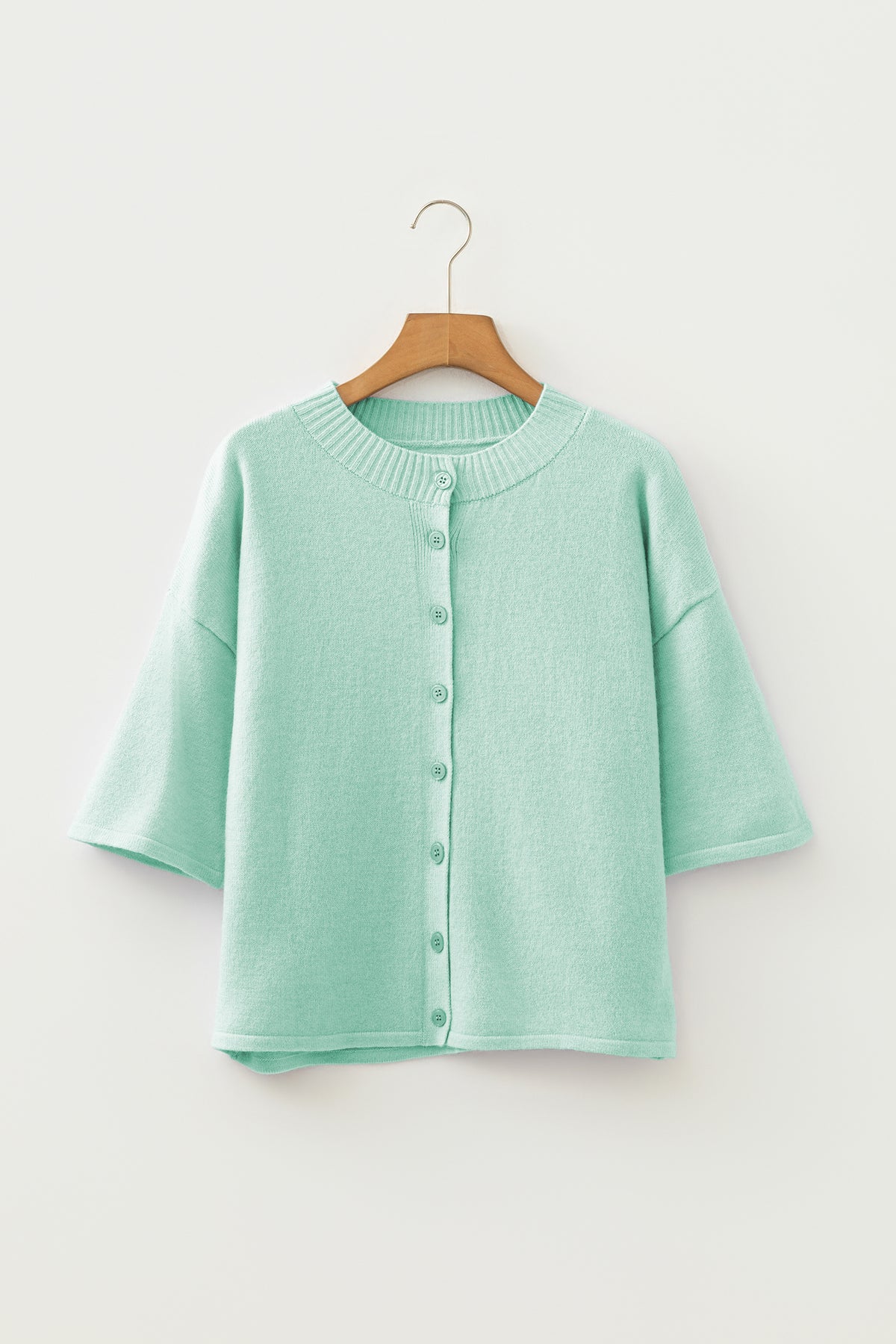 Lavender Boxy Three-Quarter Sleeve Cardigan