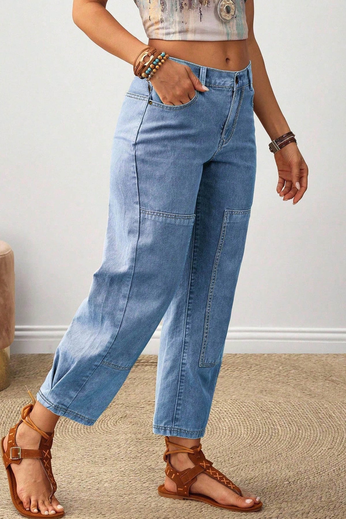 Charcoal Gray Seamed Denim Jeans