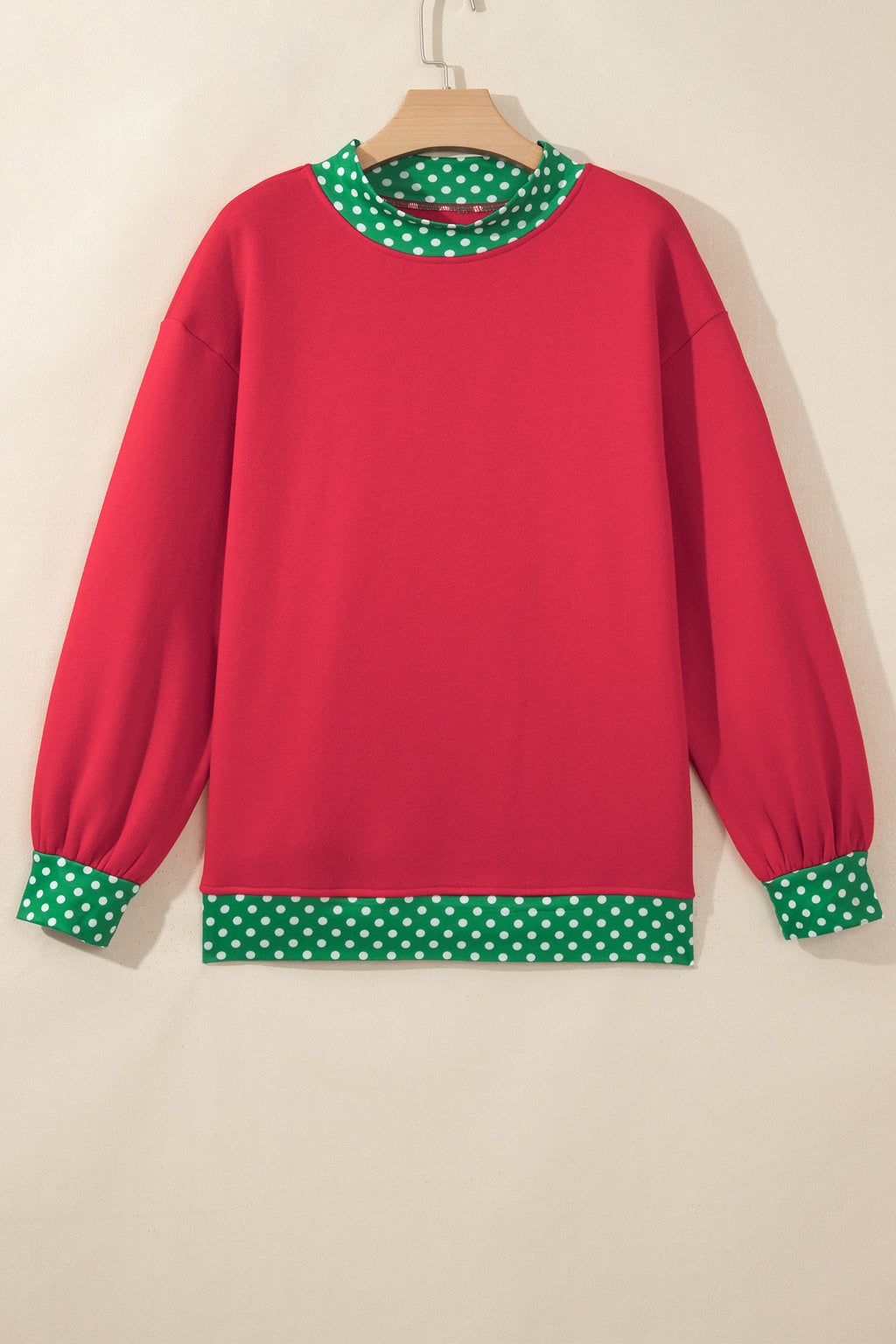Orange Polka Dot Colorblock Oversized Sweatshirt