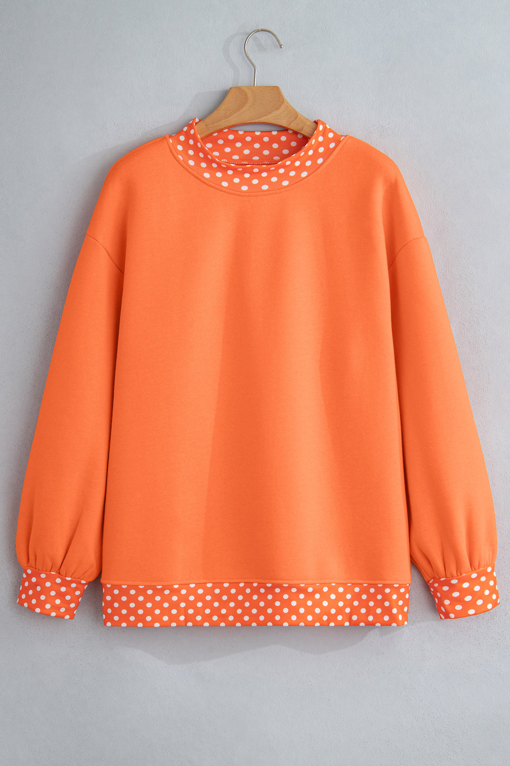 Orange Polka Dot Colorblock Oversized Sweatshirt