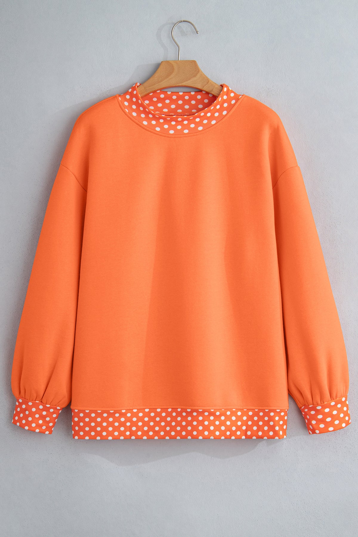 Orange Polka Dot Colorblock Oversized Sweatshirt
